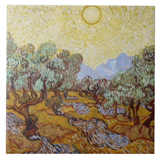 Azulejo Olivos de Vincent van Gogh el |, 1889 (Frente)