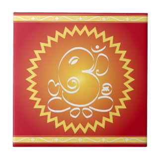 Azulejo OM Ganesha con la estrella amarilla