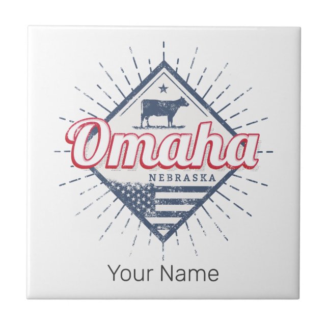 Azulejo Omaha City Nebraska Estados Unidos (Frente)