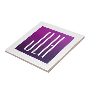 Azulejo Ombre púrpura y iniciales o texto blanco