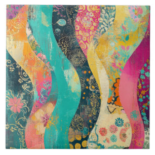 Azulejo Onda de flores multicolores