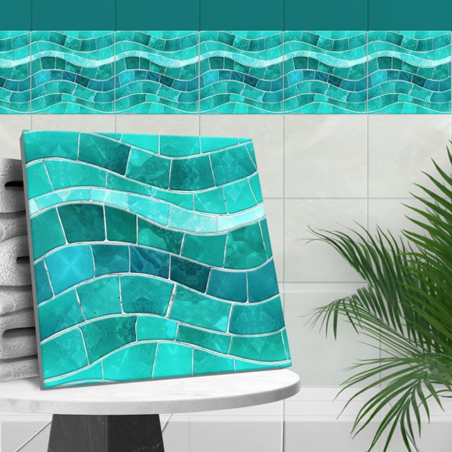 Azulejo Onda de mosaico Aquamarine sin Marea (Subido por el creador)