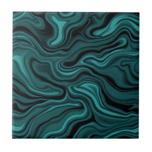 Azulejo Onda líquida abstracta de remolino de mármol negro