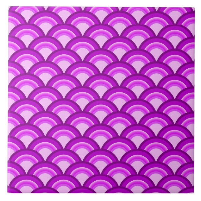 Azulejo Onda patrón Art Déco - violeta y orquídea (Frente)