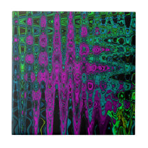 Ondas atómicas groovy abstractas magenta en negrit