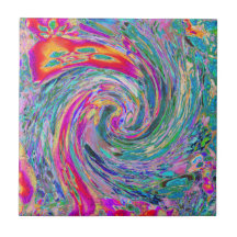 Ondas de Color Psicodélicas Florales Abstractas Ar