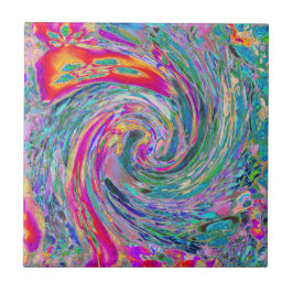 Azulejo Ondas de Color Psicodélicas Florales Abstractas Ar