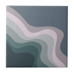 Azulejo Ondas de estilo retro morado y turquesa