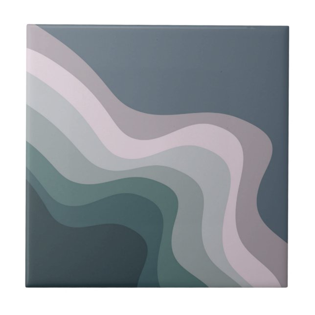 Azulejo Ondas de estilo retro morado y turquesa (Frente)