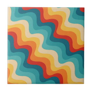 Azulejo Ondas diagonales de color en estilo retro