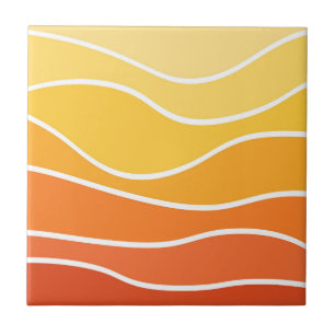 Azulejo Ondas estilo retro amarillo y naranja