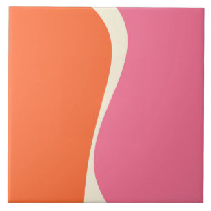 Azulejo Ondas simples 2 en rosa, Naranja y crema