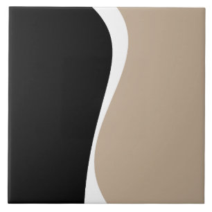 Azulejo Ondas simples 2 - Taupe, Negro y Blanco