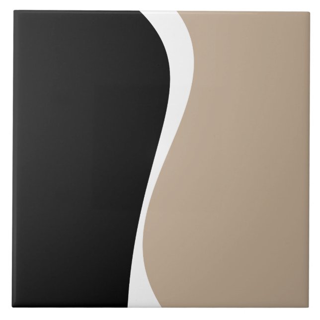 Azulejo Ondas simples 2 - Taupe, Negro y Blanco (Frente)