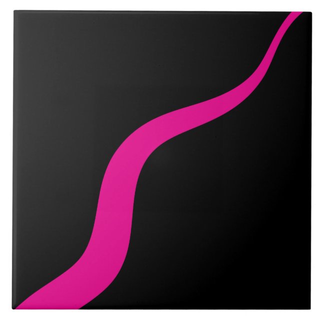 Azulejo Ondas simples 3 en magenta y negro (Frente)