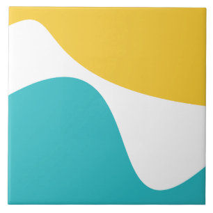 Azulejo Ondas simples 4 - Turquesa y Amarilla