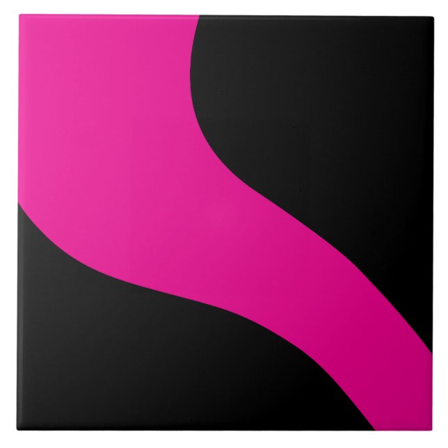Azulejo Ondas simples en magenta y negro (Frente)