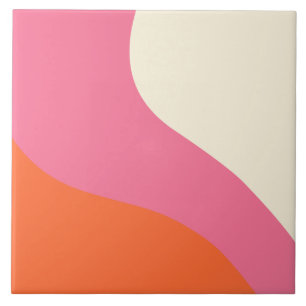 Azulejo Ondas simples - rosa, Naranja y crema