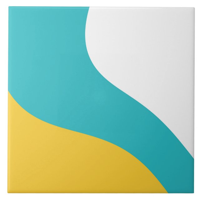 Azulejo Ondas simples - Turquesa y Amarillo (Frente)