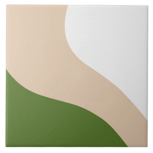Azulejo Ondas simples - Verde blanco, de arena y pálido