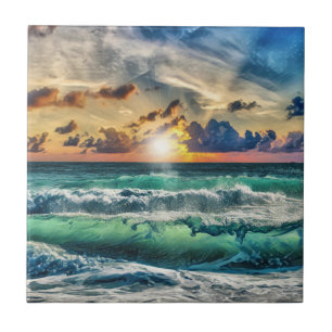 Azulejo Ondas Turquesas Al Amanecer