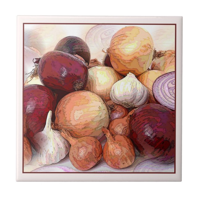 Azulejo Onions and Garlic Classic Kitchen Tema de la comid (Frente)