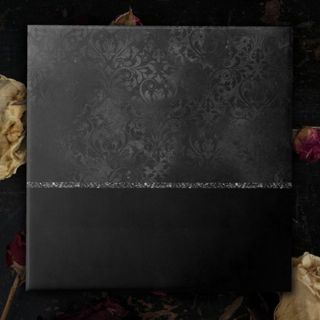 Azulejo Onyx Romance | Damasco negro satinado (Subido por el creador)