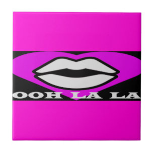 Azulejo OO La La diseño rosa y de belleza negra francés