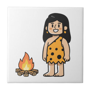 Azulejo Oona mujer de las cavernas & Fuego
