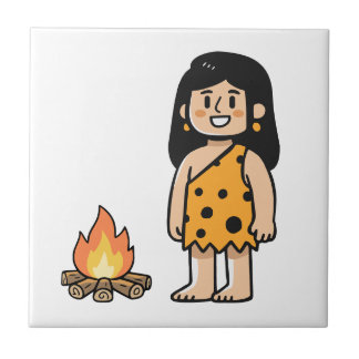 Azulejo Oona mujer de las cavernas & Fuego
