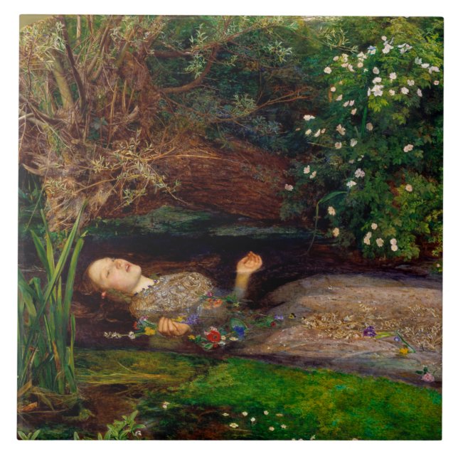 Azulejo Ophelia, John Everett Millais (Frente)