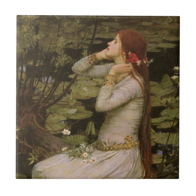 Azulejo Ophelia por el estanque de John William Waterhouse (Frente)
