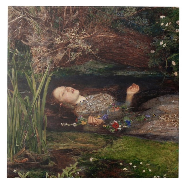 Azulejo Ophelia por John Everett Millais (Frente)