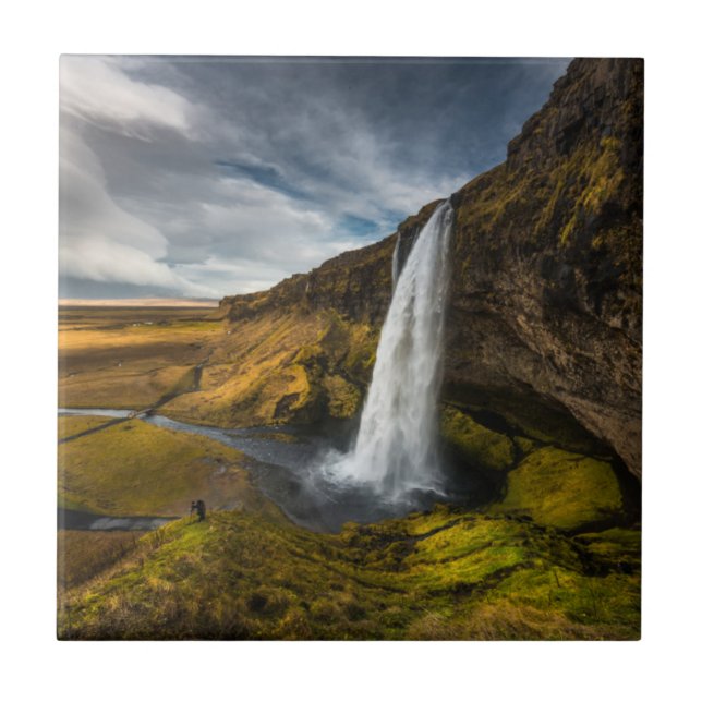 Azulejo Opinión hermosa del paisaje de Seljalandsfoss (Frente)