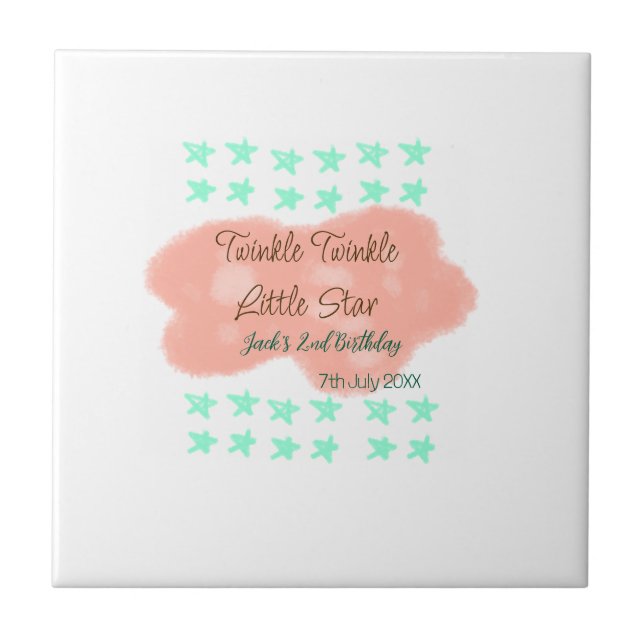 Azulejo Orange clouds twinkle twinkle little stars green  (Frente)