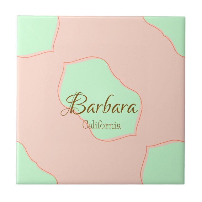 Azulejo Orange green pastel boho add name place rustic ele (Frente)