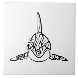Azulejo Orca tribal negra y blanca