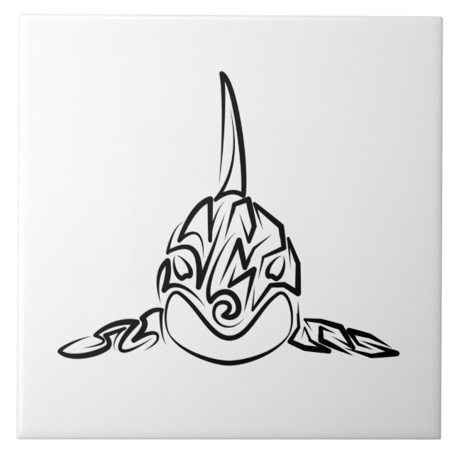 Azulejo Orca tribal negra y blanca (Frente)