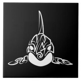 Azulejo Orca tribal negra y blanca