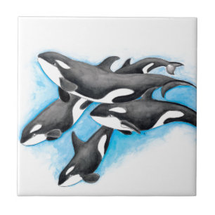 Azulejo orcas en azul