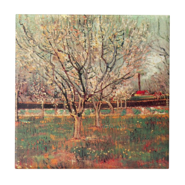 Azulejo Orchard en Florencia, ciruelas de Vincent van Gogh (Frente)