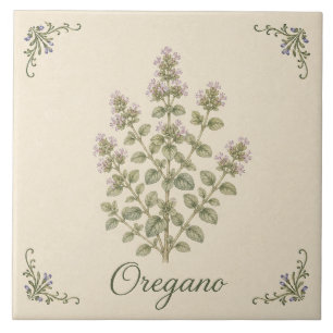Azulejo Orégano Botánico Vintage para Cocina de Campo