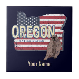 Azulejo Oregon State Estados Unidos Retro Map USA Souvenir