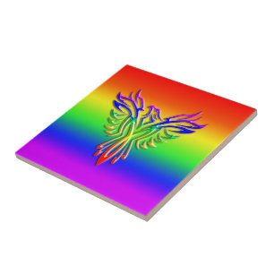 Azulejo Orgullo arcoiris LGBT Phoenix Rising, efecto graba