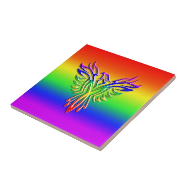 Azulejo Orgullo arcoiris LGBT Phoenix Rising, efecto graba (Lado)