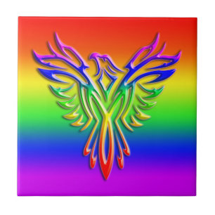 Azulejo Orgullo arcoiris LGBT Phoenix Rising, efecto graba