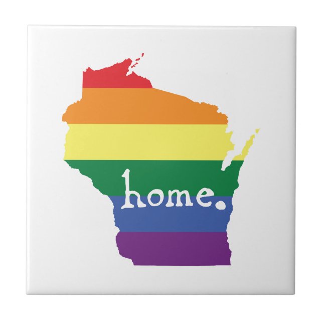 Azulejo Orgullo gay de Wisconsin| Mapa del hogar (Frente)