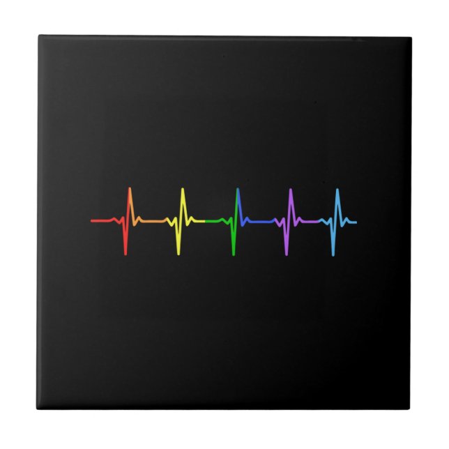Azulejo Orgullo gay LGBT Heartbeat Pulse 4 (Frente)