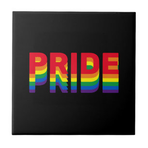 Azulejo Orgullo lgbt lgbtq queer gay arcoíris retro negro
