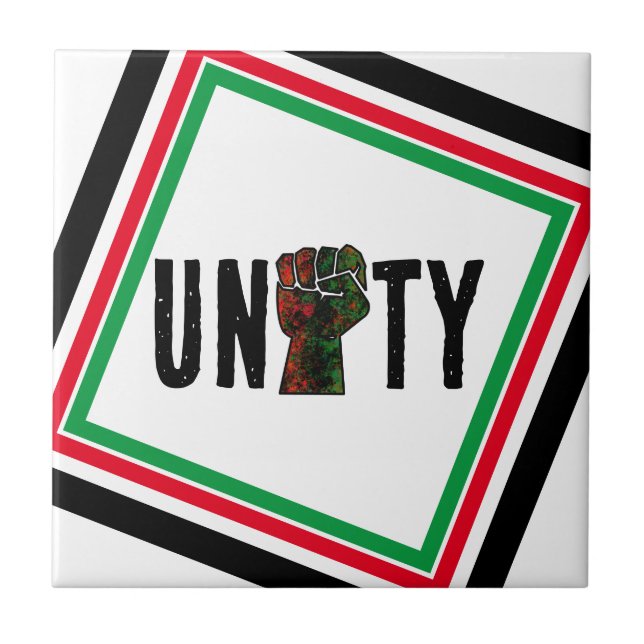 Azulejo orgullo negro puño rojo verde panafricana unidad d (Frente)